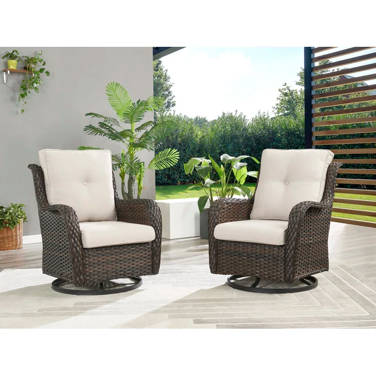 Carolina Outdoor Wicker Swivel Glide Chair with Cushions