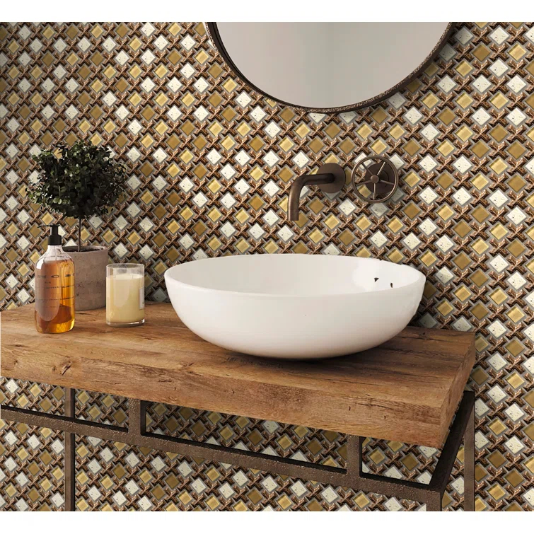 11" x 11" Glass Grid Mosaic Wall Tile