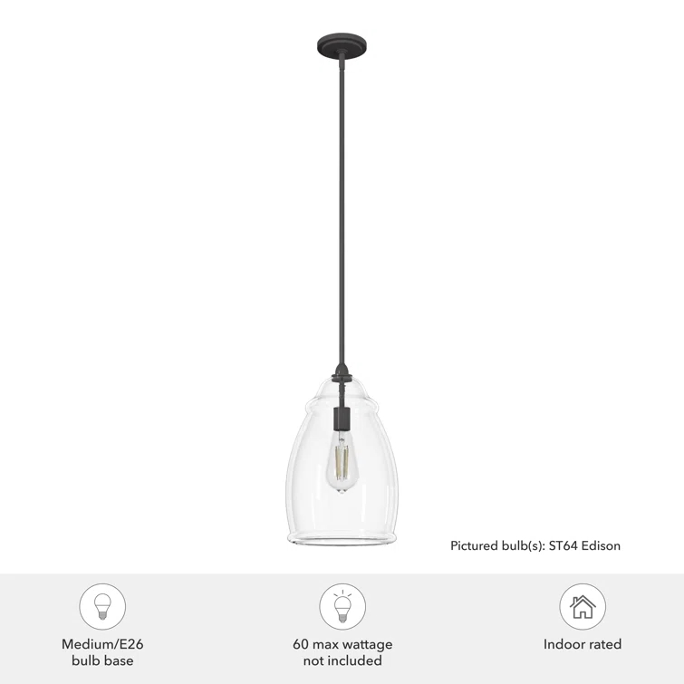 Dunshire 1 Light Noble Bronze Pendant with Glass
