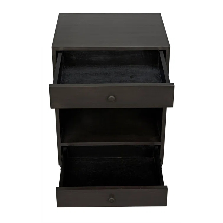Sumiko 22" Pale Wood and Metal End Table with Storage