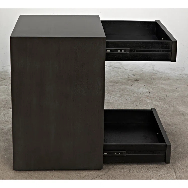 Sumiko 22" Pale Wood and Metal End Table with Storage