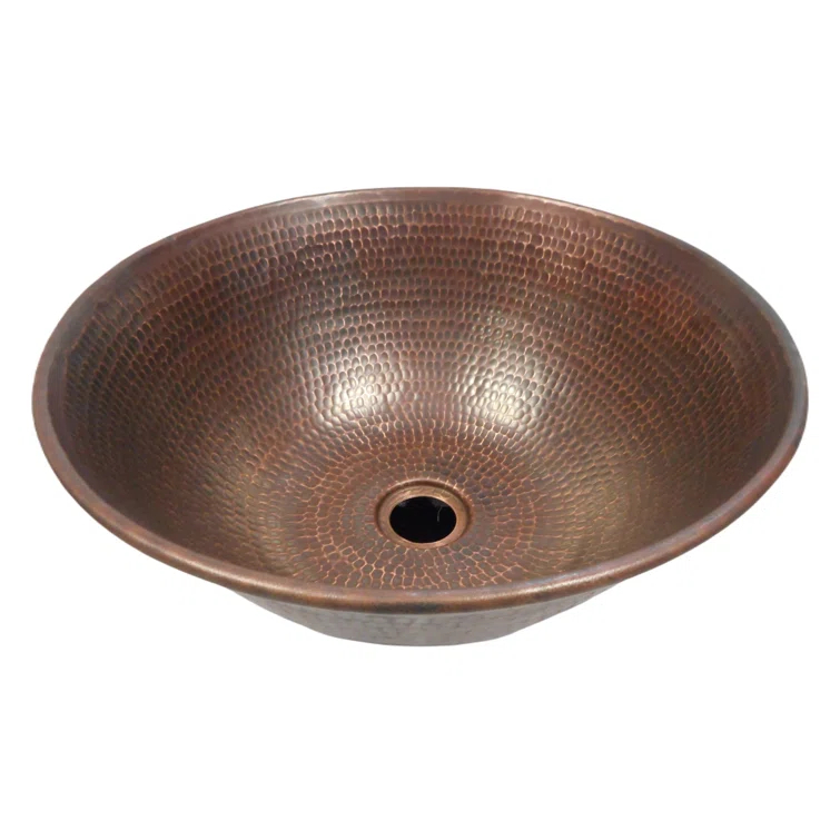 14"Round Copper Vessel Bathroom Sink