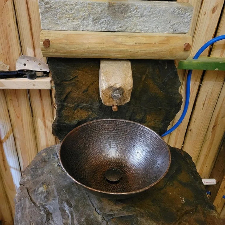 14"Round Copper Vessel Bathroom Sink