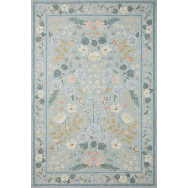 Rifle Paper Co. x Loloi Floral Willow Sky Area Rug