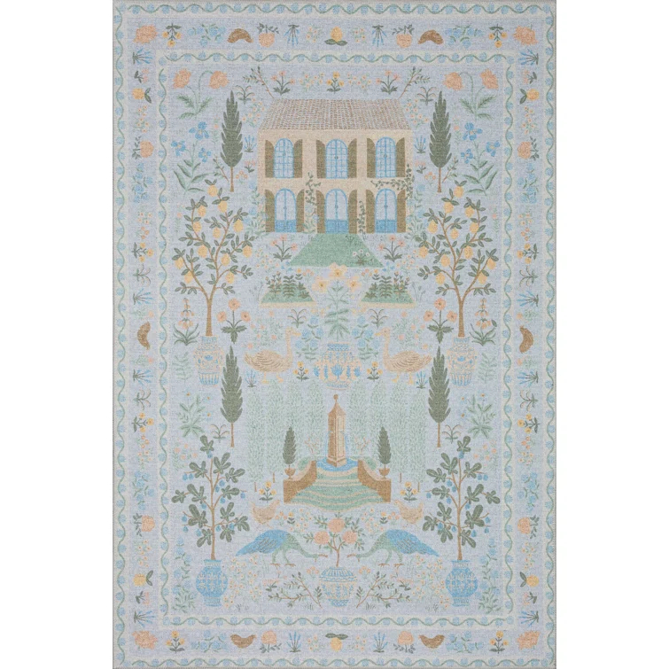 Rifle Paper Co. x Loloi Menagerie MEN-03 Camont Lt. Blue Rug
