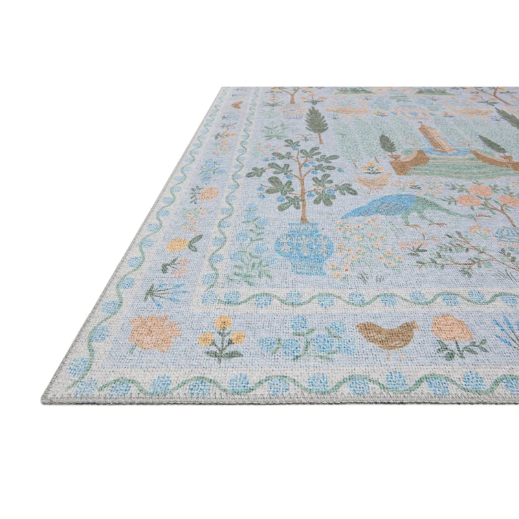 Rifle Paper Co. x Loloi Menagerie MEN-03 Camont Lt. Blue Rug