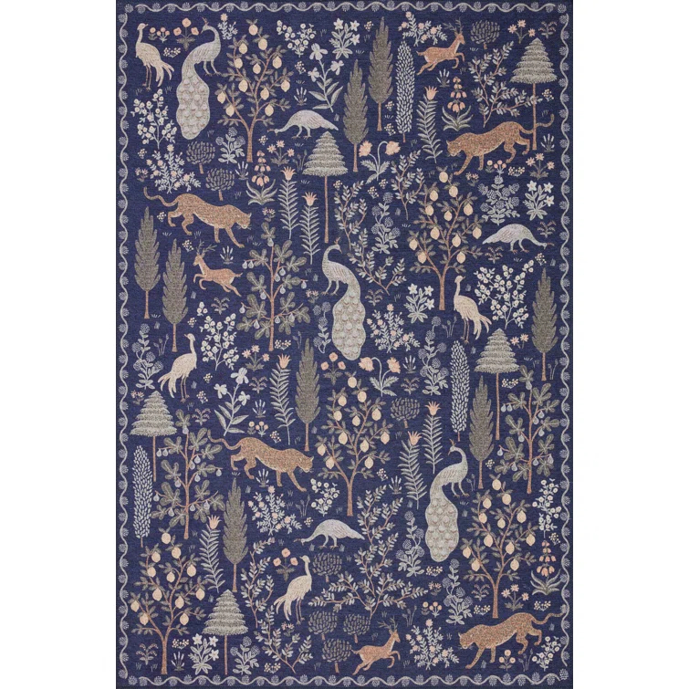 Menagerie Rifle Paper Co. x Loloi MEN-02 Forest Navy Rug
