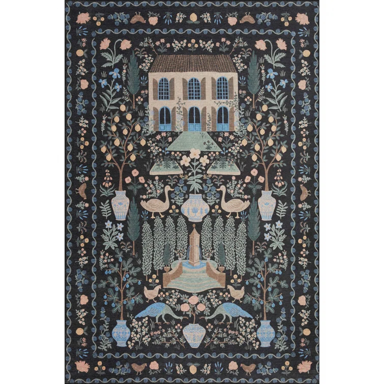 Rifle Paper Co. x Loloi Menagerie MEN-03 Camont Black Rug