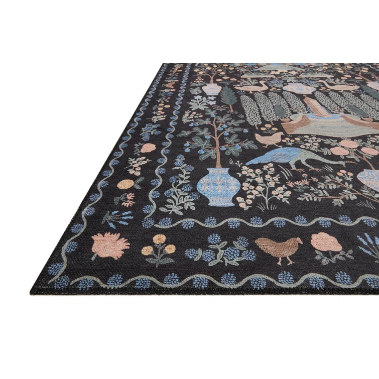Rifle Paper Co. x Loloi Menagerie MEN-03 Camont Black Rug