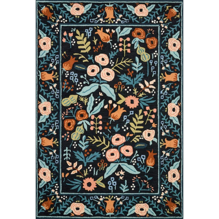 Rifle Paper Co. x Loloi Les Fleurs LES-01 Black Rug