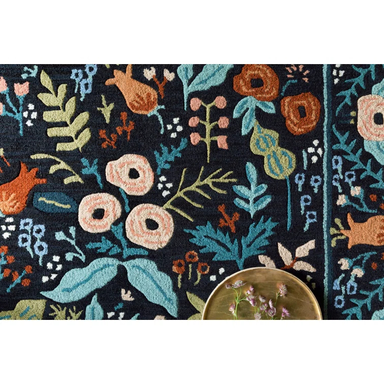 Rifle Paper Co. x Loloi Les Fleurs LES-01 Black Rug