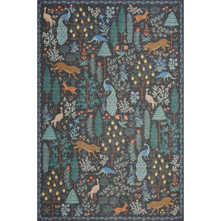 Rifle Paper Co. x Loloi Menagerie Forest Black Rug