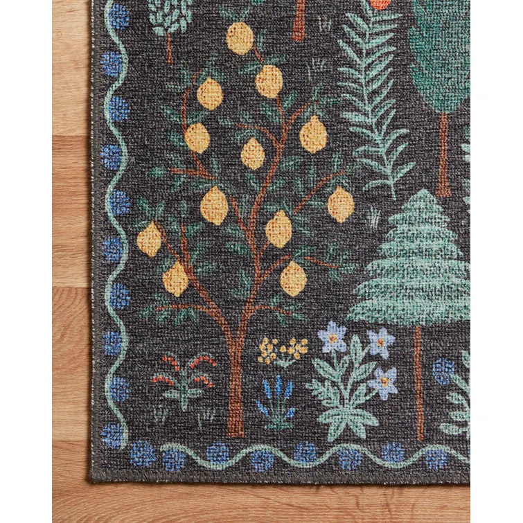 Rifle Paper Co. x Loloi Menagerie Forest Black Rug