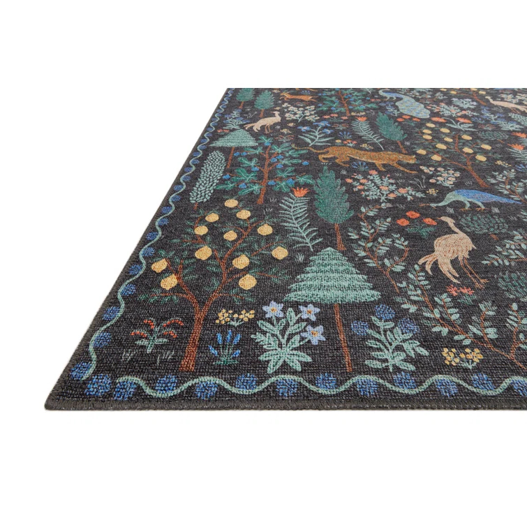 Rifle Paper Co. x Loloi Menagerie Forest Black Rug