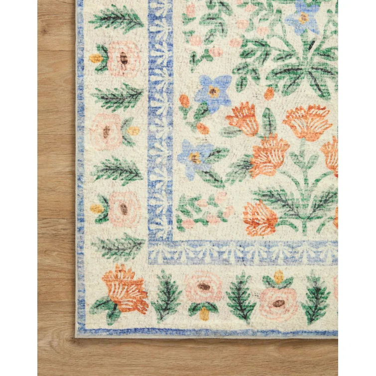 Rifle Paper Co. x Loloi Eden Mughal Garden Cream Rug feat CloudPile
