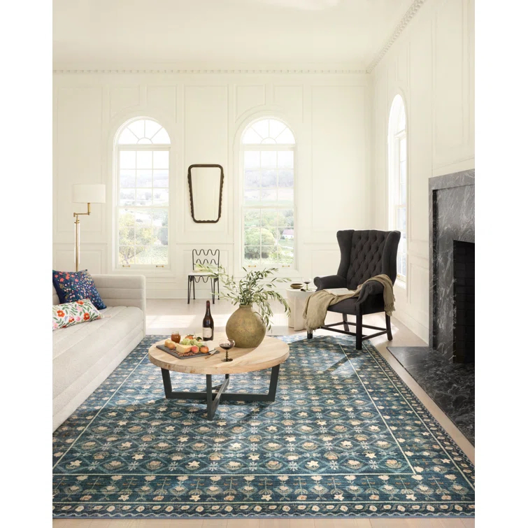 Rifle Paper Co. x Loloi Eden EDE-03 Lattice Indigo Rug feat. CloudPile