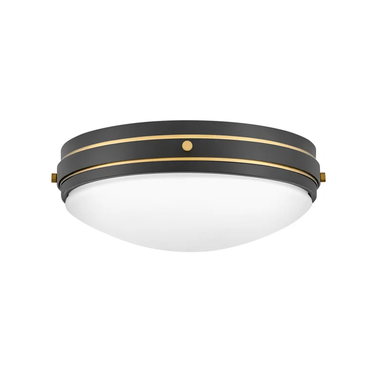 Hinkley Oliver 15.75" 3-Light Shallow Flush Mount Ceiling Light w/ Etched Opal Glass