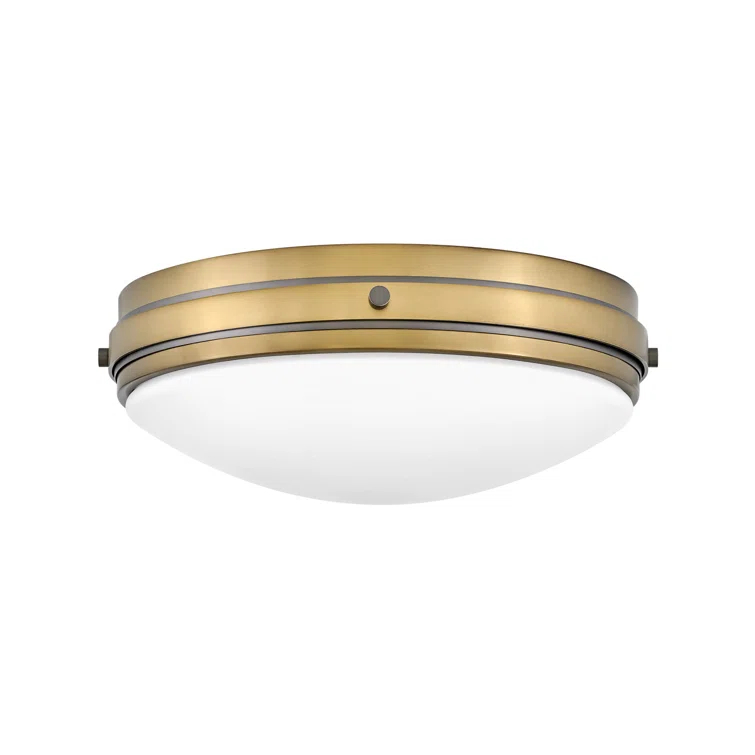 Hinkley Oliver 15.75" 3-Light Shallow Flush Mount Ceiling Light w/ Etched Opal Glass