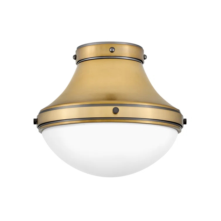 Hinkley Oliver 14" Flush Mount Ceiling Light w/ Etched Opal Glass