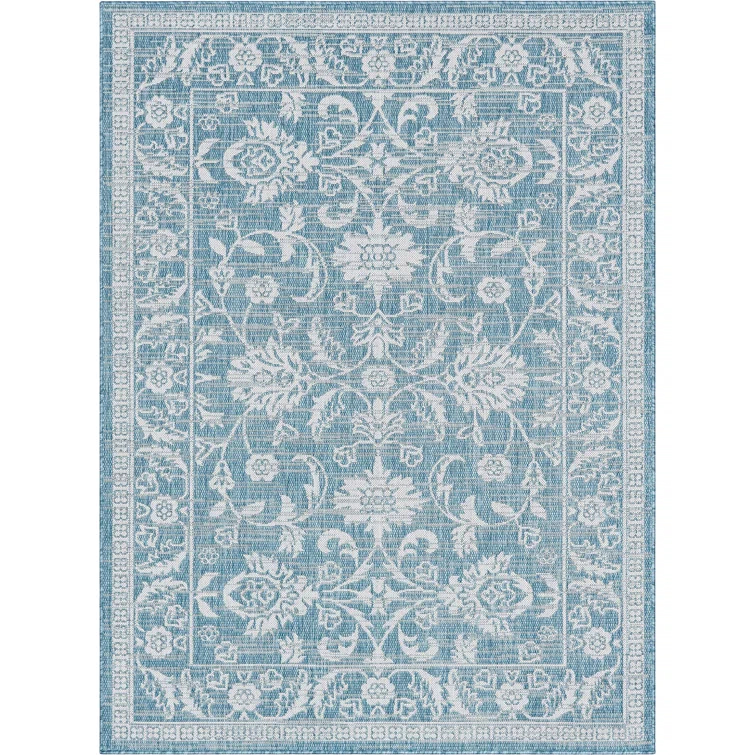 Grieves Persian Oriental Blue Indoor/Outdoor Area Rug
