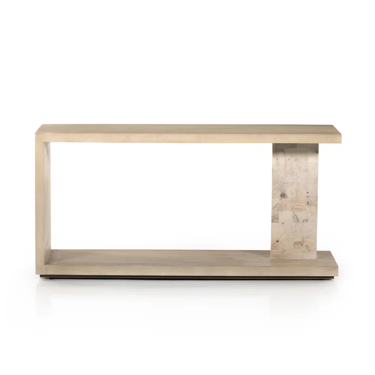 Cantilevered Modern Darian Console Table in White Mahogany