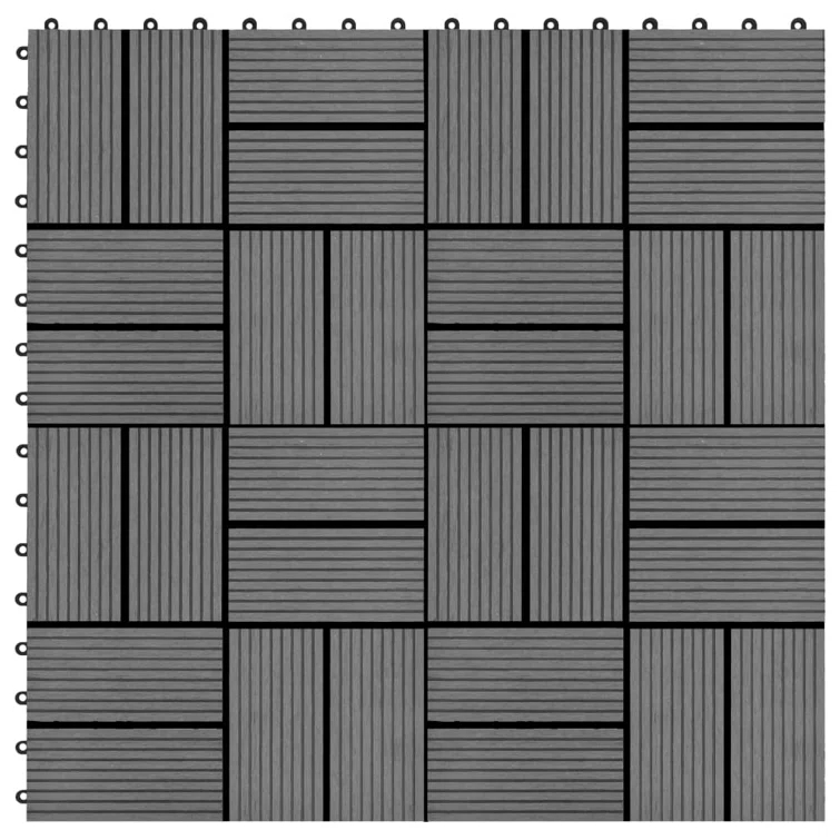 VidaXL 11 Pieces Decking Tiles WPC 11.8" x 11.8" 1 Sqm