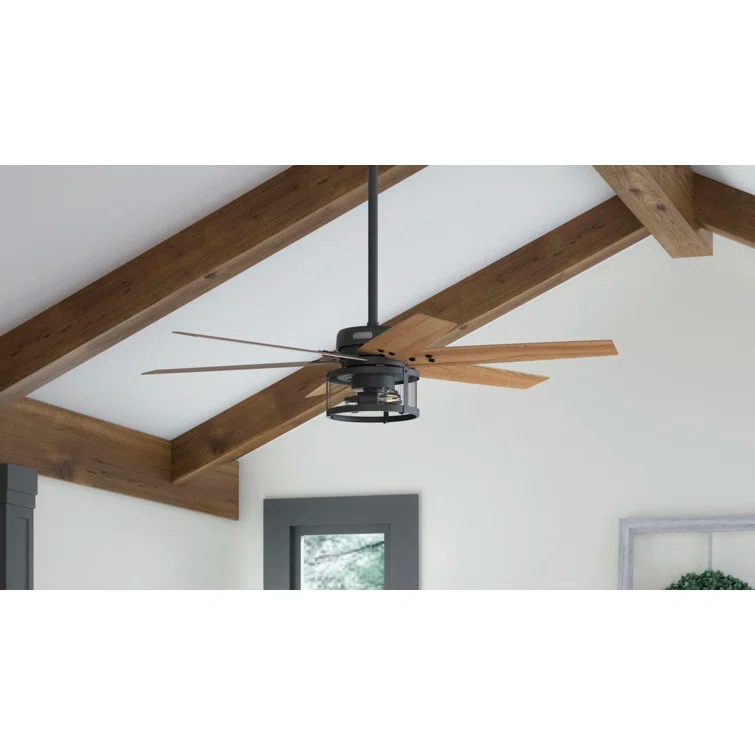 52" Houston 6 - Blade Ceiling Fan With LED Light Kit And Handheld Remote