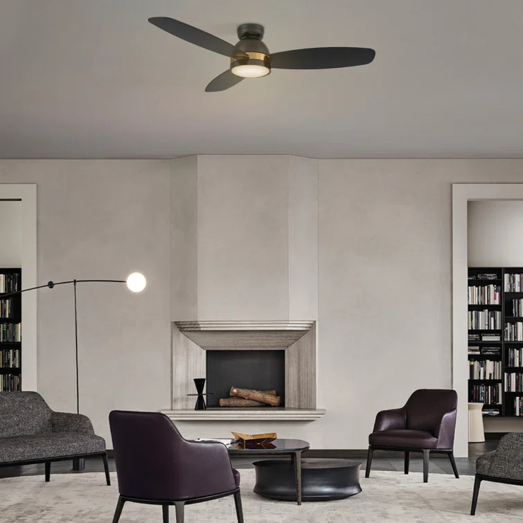 Smart Flush Mount Ceiling Fan with Light, Remote Control, DC Motor