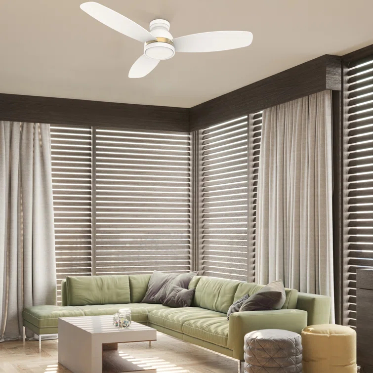 Smart Flush Mount Ceiling Fan with Light, Remote Control, DC Motor