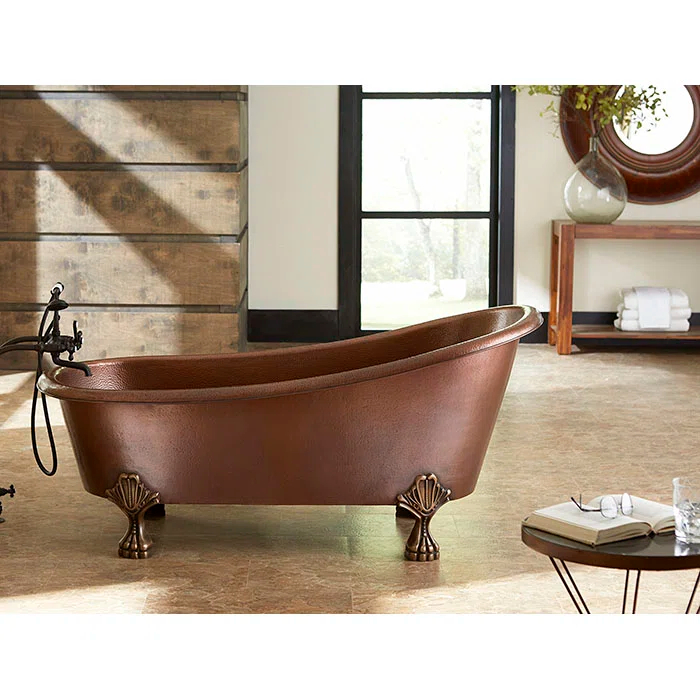 Heisenberg 5'6" Copper Freestanding Clawfoot Bathtub with No Overflow