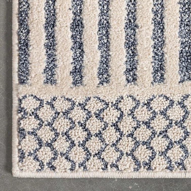 Marcone Briar Tribal Geometric Abstract Light Blue Looped Pile Rug