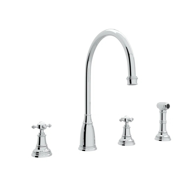 Georgian Era Two Handle Kitchen Faucet With Side Spray