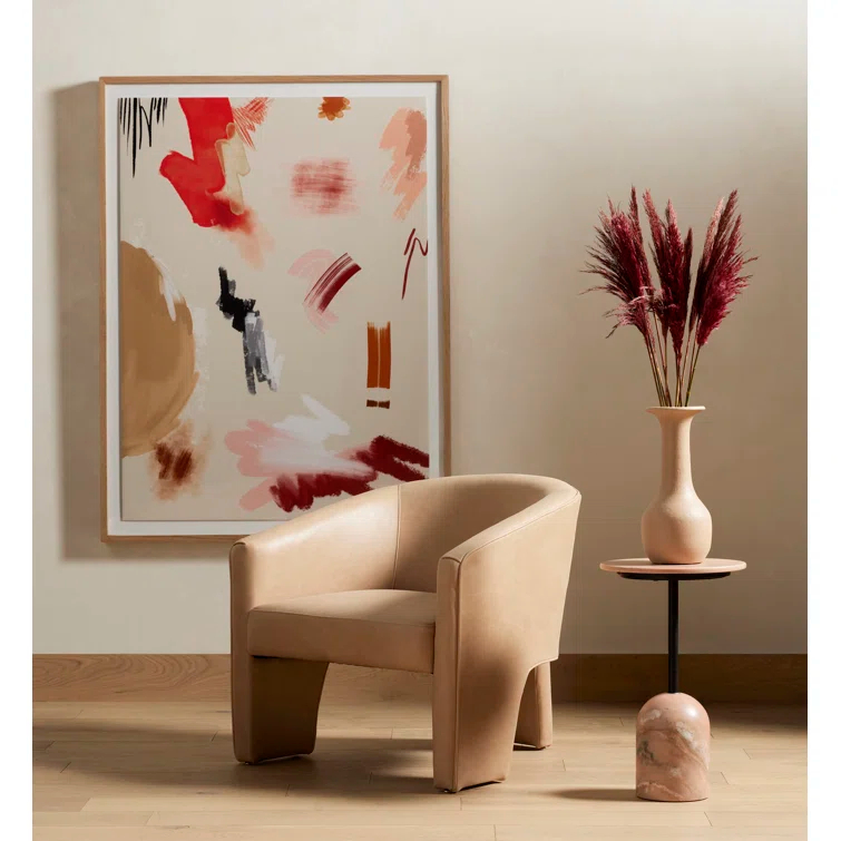 Palermo Nude Handcrafted Leather & Wood Barrel Chair