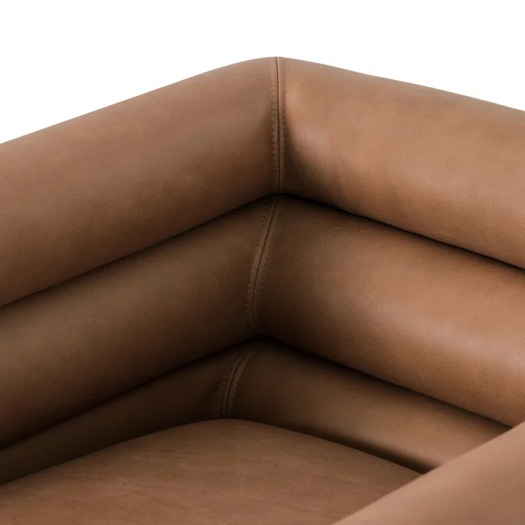 Palermo Cognac Leather Barrel Swivel Chair in Brown