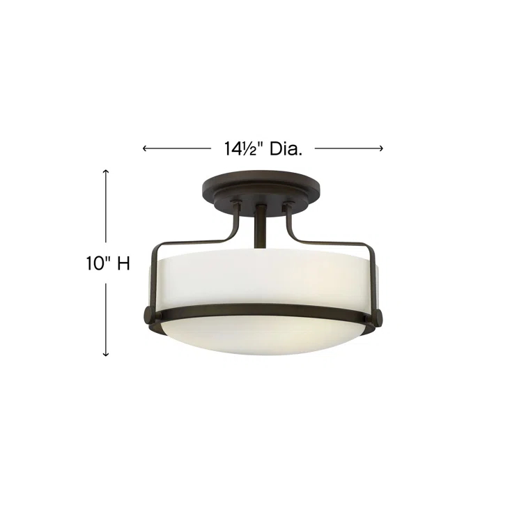 Harper 14.5-in 3-Light Semi-Flush Mount Retro Ceiling Light