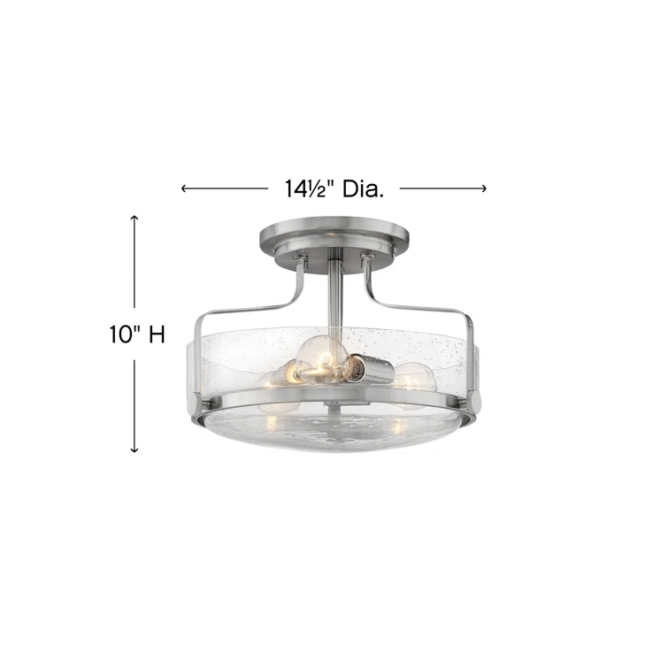 Harper 3-Light Semi-Flush Mount Retro Ceiling Light