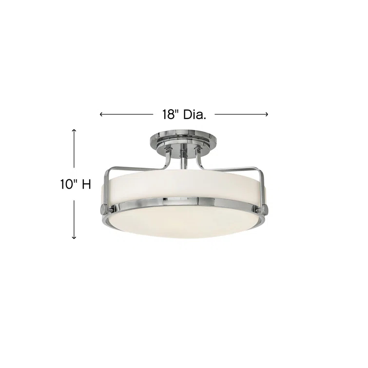 Harper Three Light 18" Retro Bowl Semi-Flush Mount Ceiling Light
