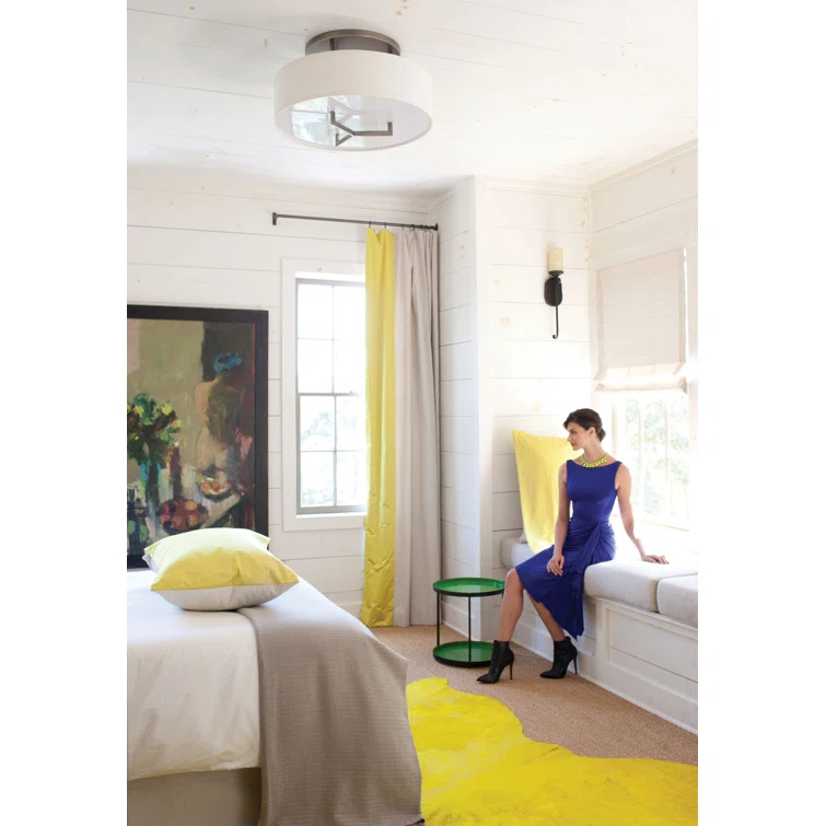 Hampton 3 - Light Shaded Drum Semi Flush Mount