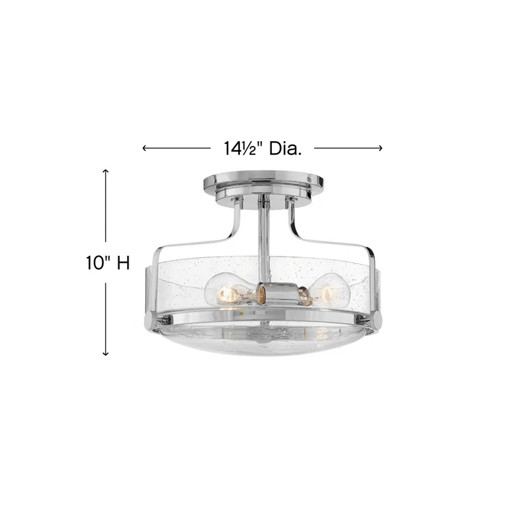 Harper 3-Light Semi-Flush Mount Retro Ceiling Light