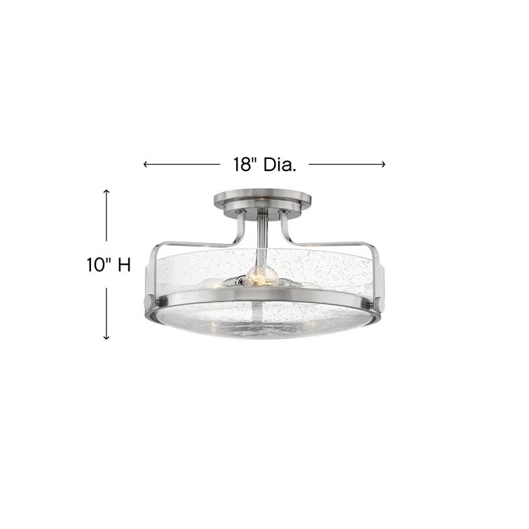 Harper 3-Light Semi-Flush Mount Retro Ceiling Light