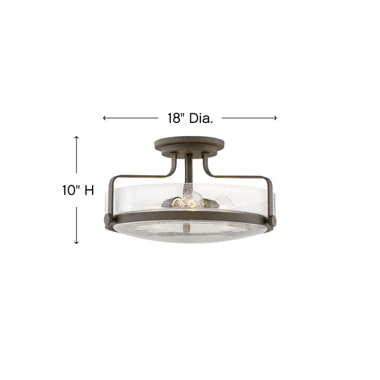Harper 3-Light Semi-Flush Mount Retro Ceiling Light