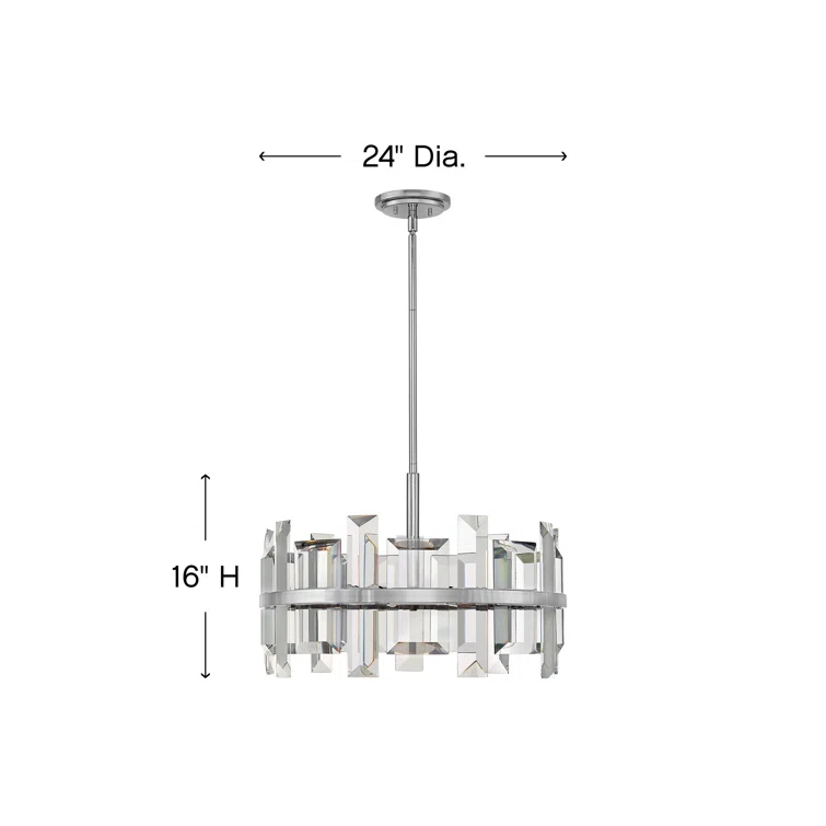 Odette Six-Light Convertible Drum Luxury Chandelier - Emerald Cut Crystal