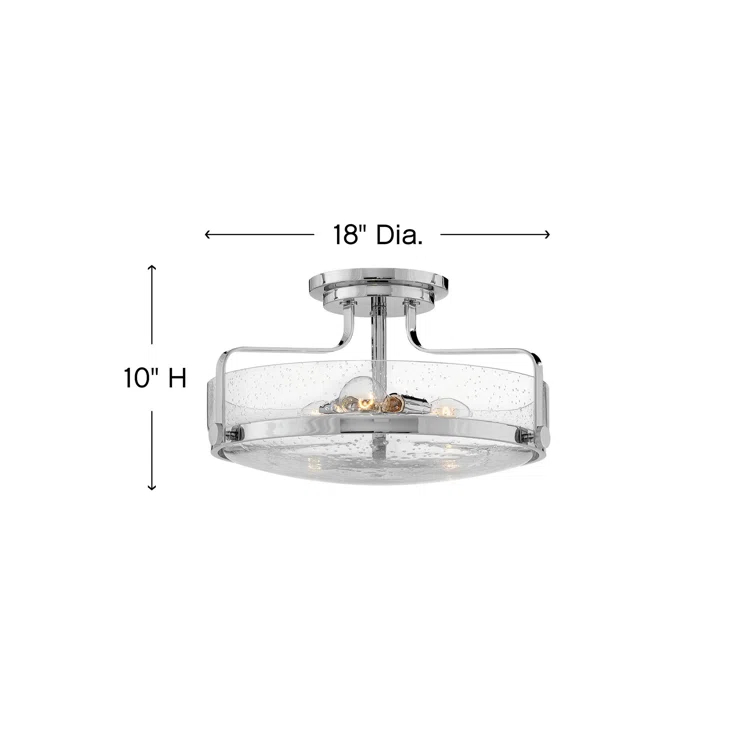 Harper 3-Light Semi-Flush Mount Retro Ceiling Light