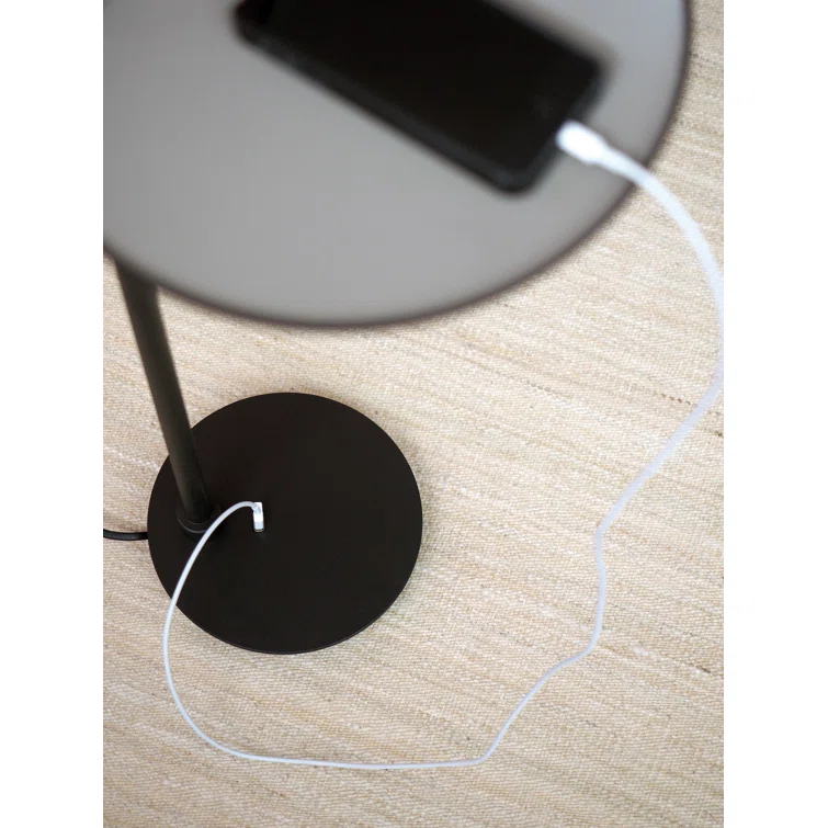 Drop 51.57'' Ebony Black Task Floor Lamp with USB