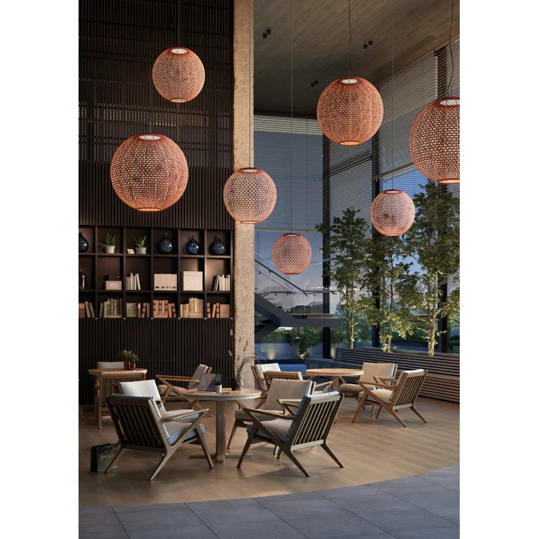 Black and Red Aluminum LED Globe Pendant Light