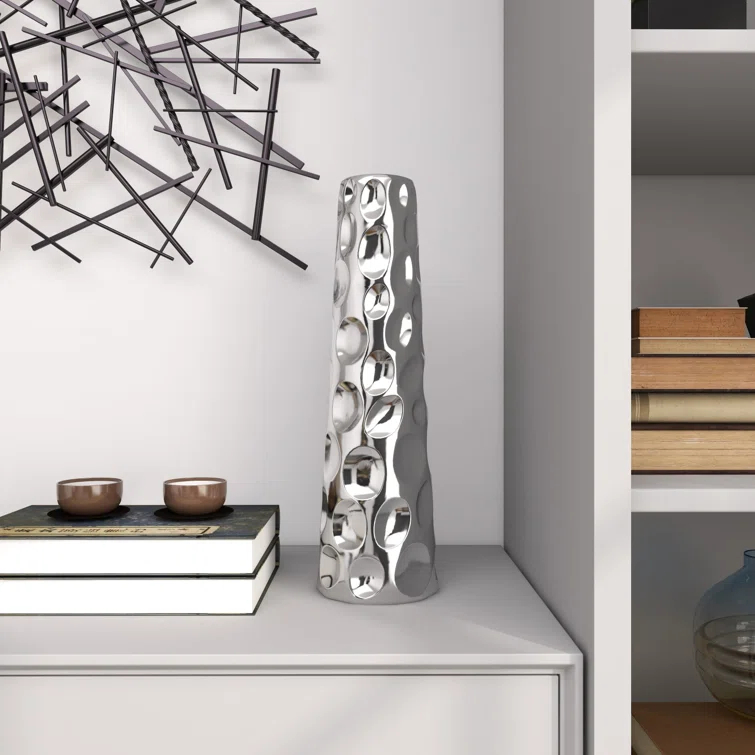 Meltham Ceramic Cone Decorative Vase with Concaved Bubble Texture