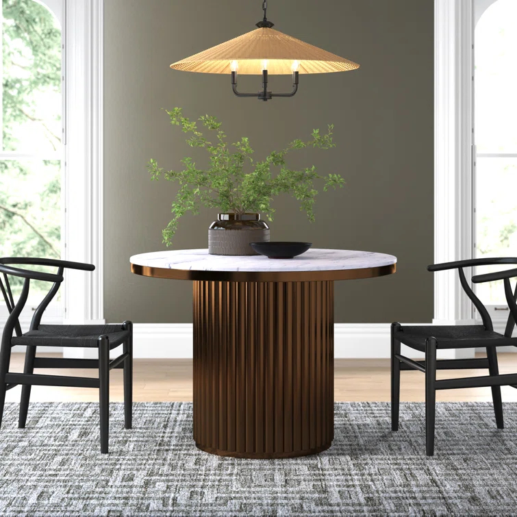 Ione 42'' Round Marble Dining Table
