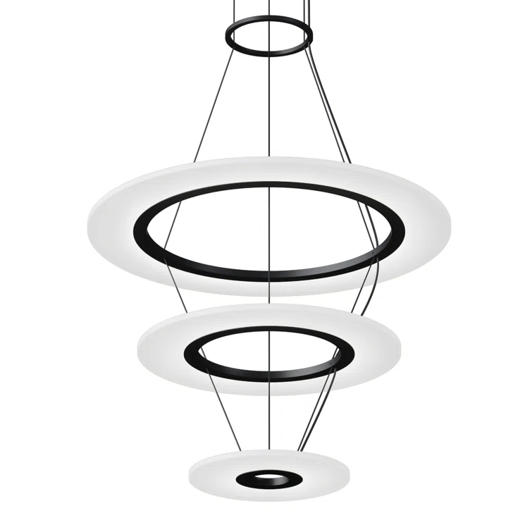 Arctic Rings 3 - Light Acrylic Dimmable LED Tiered Chandelier