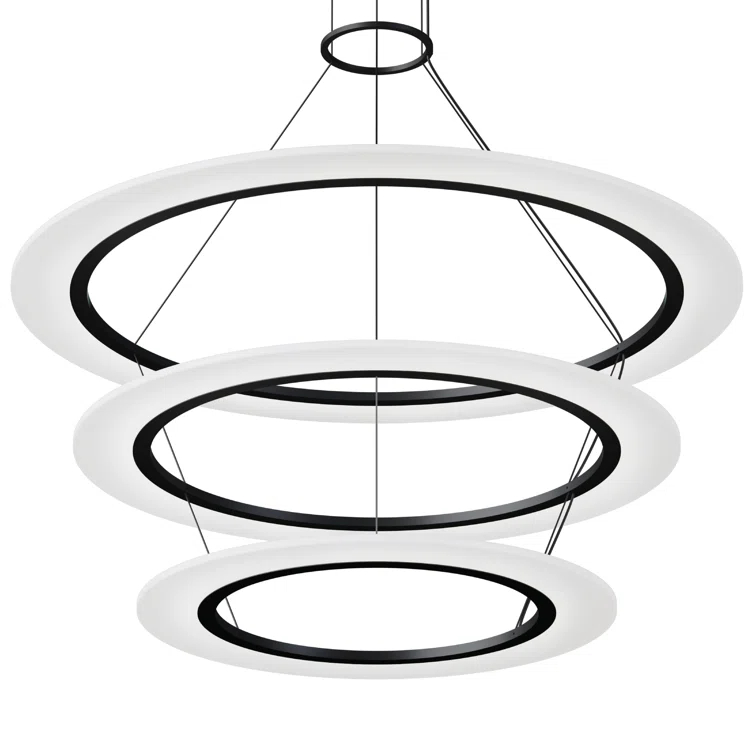 Arctic Rings 3 - Light Acrylic Dimmable LED Tiered Chandelier