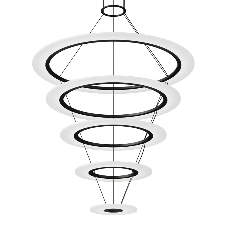 Arctic Rings 5 - Light Acrylic Dimmable LED Tiered Chandelier